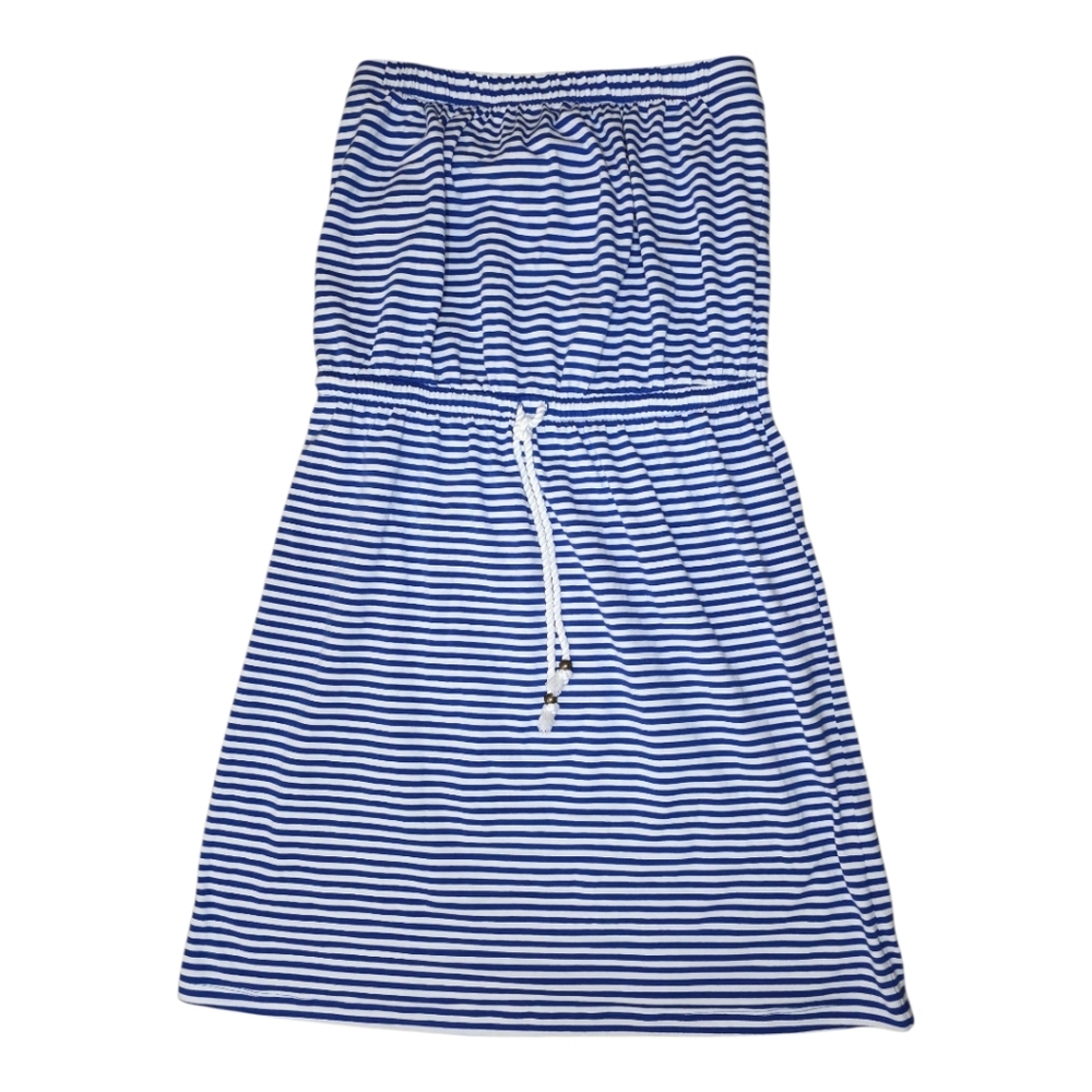 GAP Strapless Nautical Dress Rope Belt Sailor Beachy Striped Blue White - Medium
